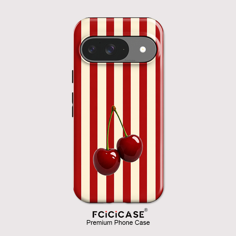 Google Pixel 9 - حافظة هاتف Fcicicase بنمط خطوط الكرز