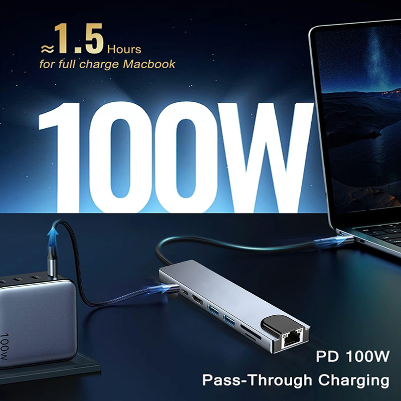 محور USB من النوع C 8 في 1 لمح - مراجعة Hdmi Adapter Tablet وسعره