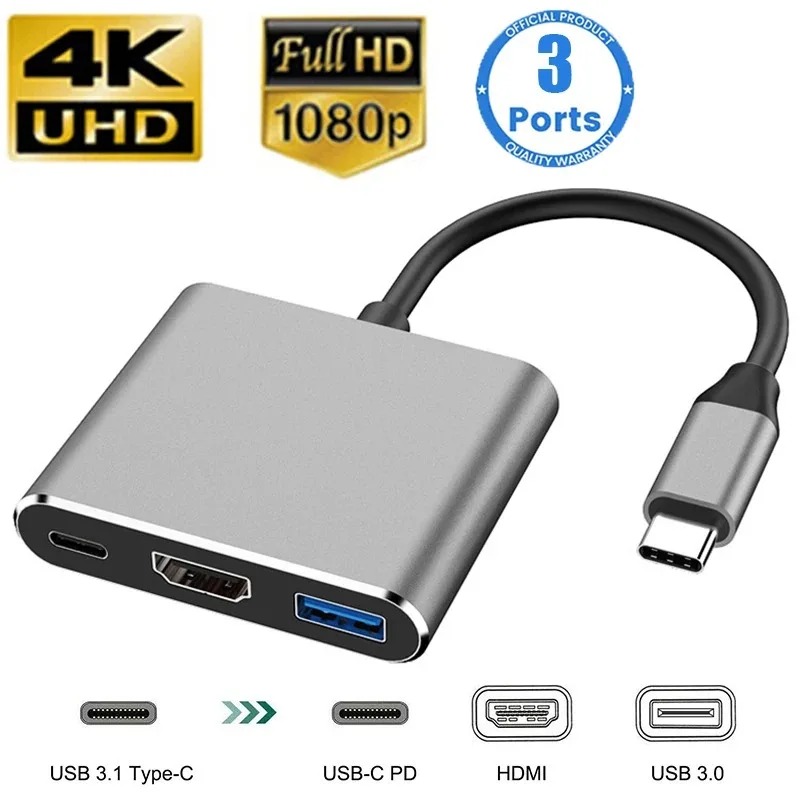 USB C HUB 3in1 نوع C 3.0 إلى H - مراجعة Hdmi Adapter Tablet وسعره